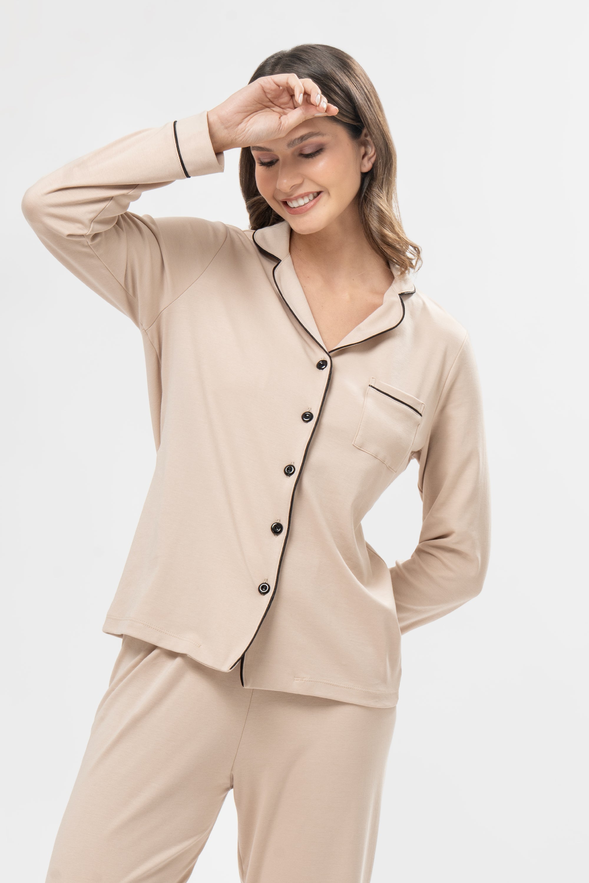 Pijama Algodón Pima Alondra | Beige